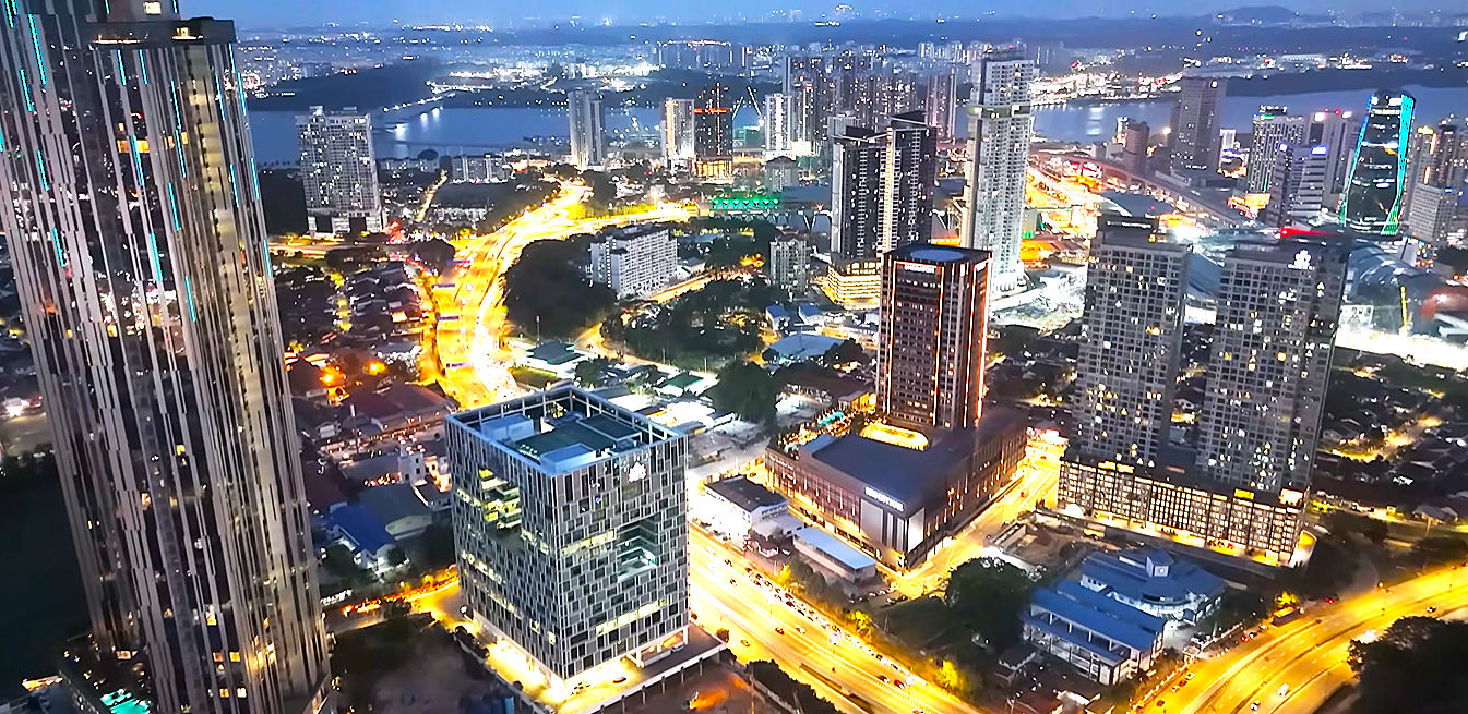 Johor Bahru city skyline for Malaysia pickup to Singapore private car